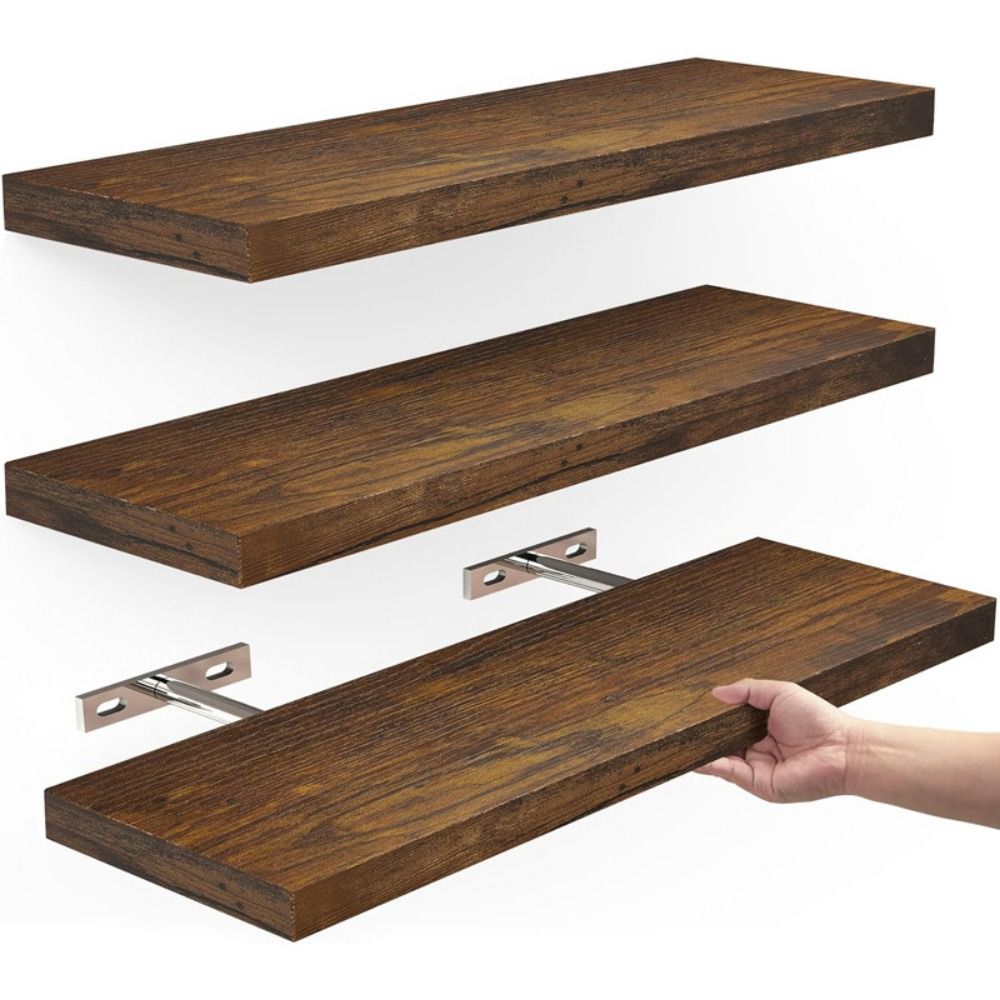 Shelf Bracket Pair - Wooden Hanging Storage Rack Durable Wall