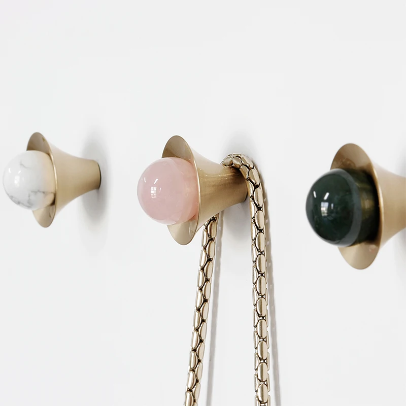 Furniture Hook Hardware - Natural Stone+solid Brass Kitchen Drawer Cabinet