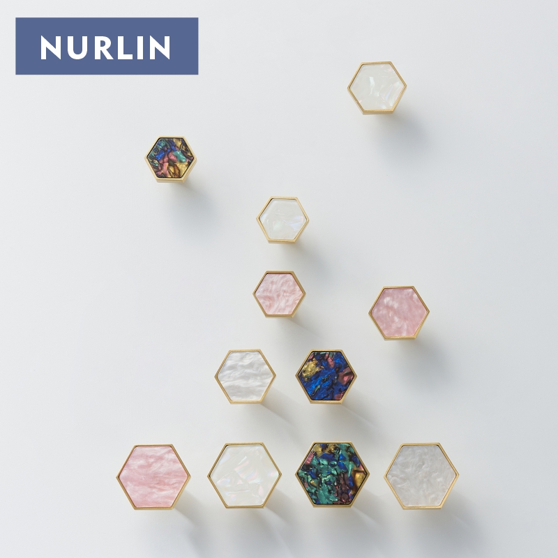 Furniture Hook Hardware - Nurlin Brass Hexagonal White Pink Colorful