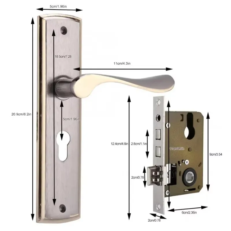 Gold Door Handle Lock Silent H - огляд і ціна Furniture Hardware Decorative