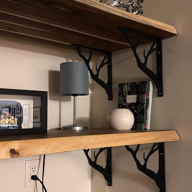 2PCS Black Tree Branch Metal S - огляд і ціна Shelf Bracket Pair