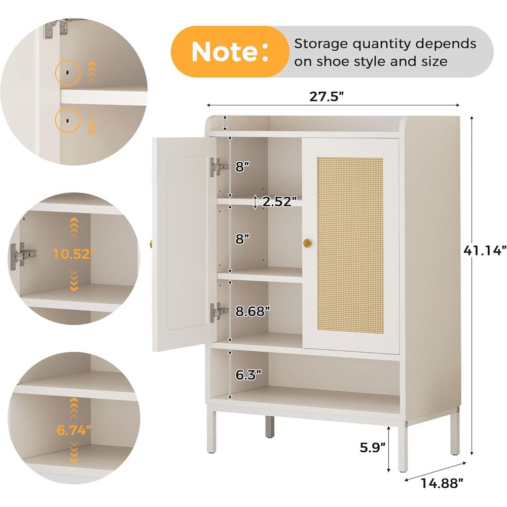 5-Tier Rattan Shoe Rack Organi - огляд і ціна Soft Close Hinge